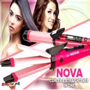 Nova Hair Curler And Hair Straightener Brush in Pakistan